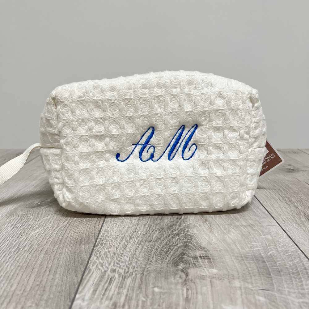 Pochette - beauty nido d' ape panna con zip personalizzata