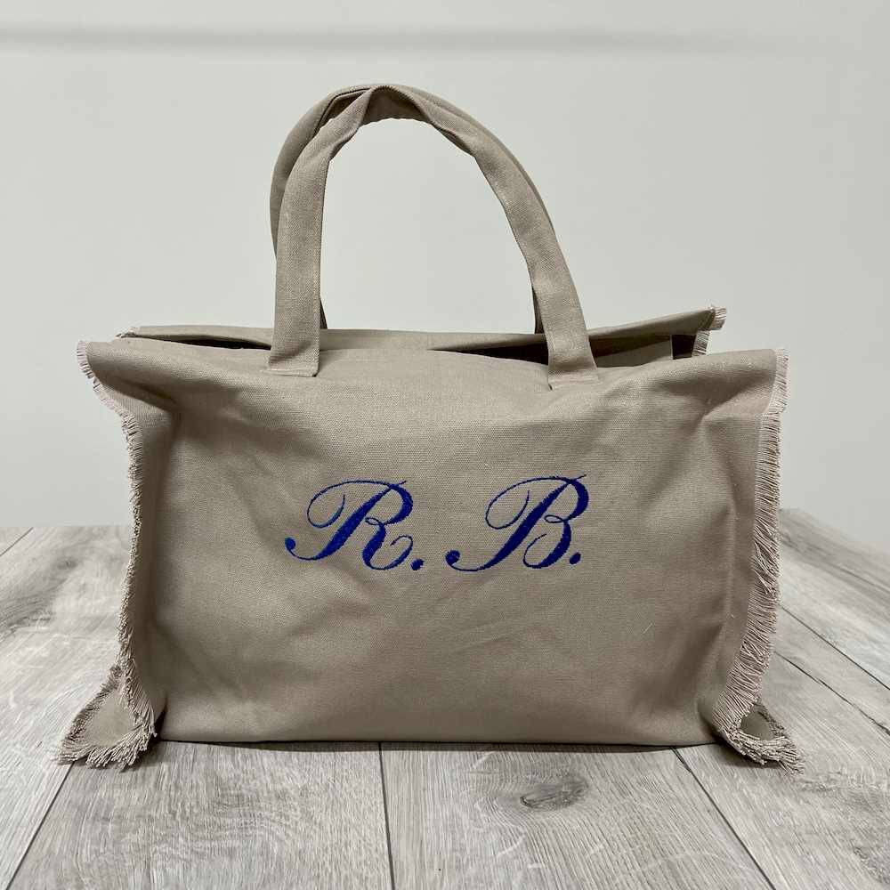 Borsa frange tortora personalizzata