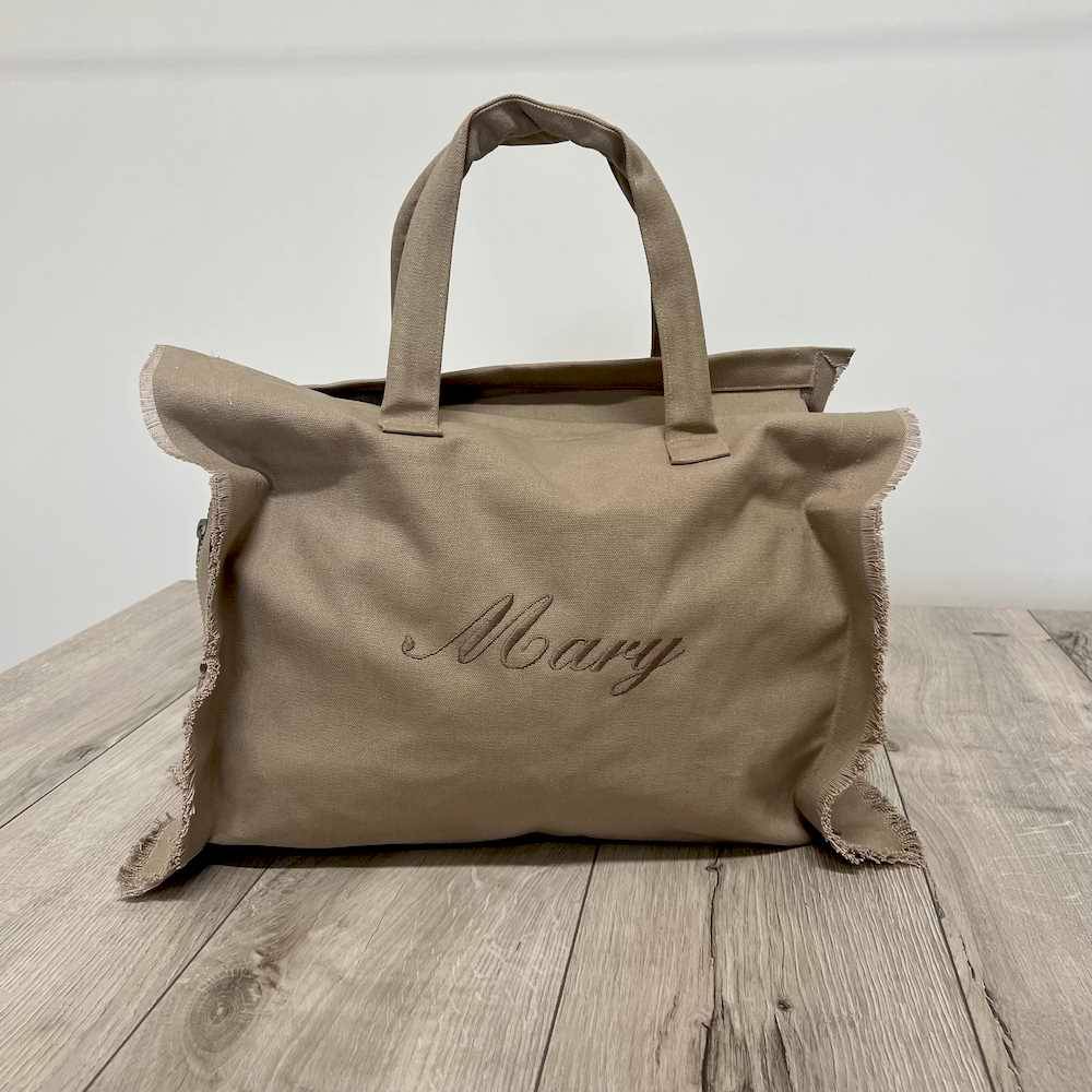 Borsa frange tortora personalizzata