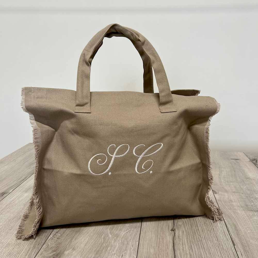 Borsa frange tortora personalizzata