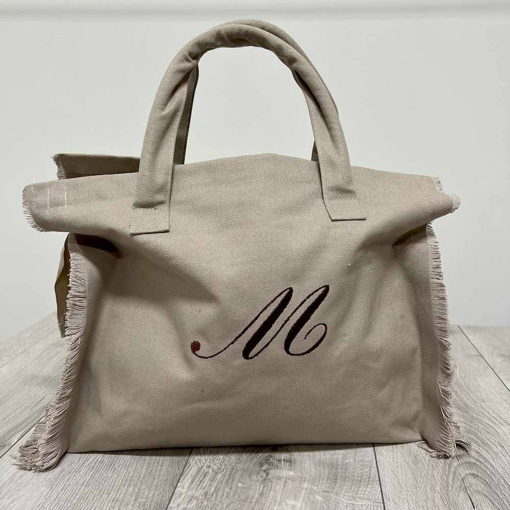 Borsa frange tortora personalizzata