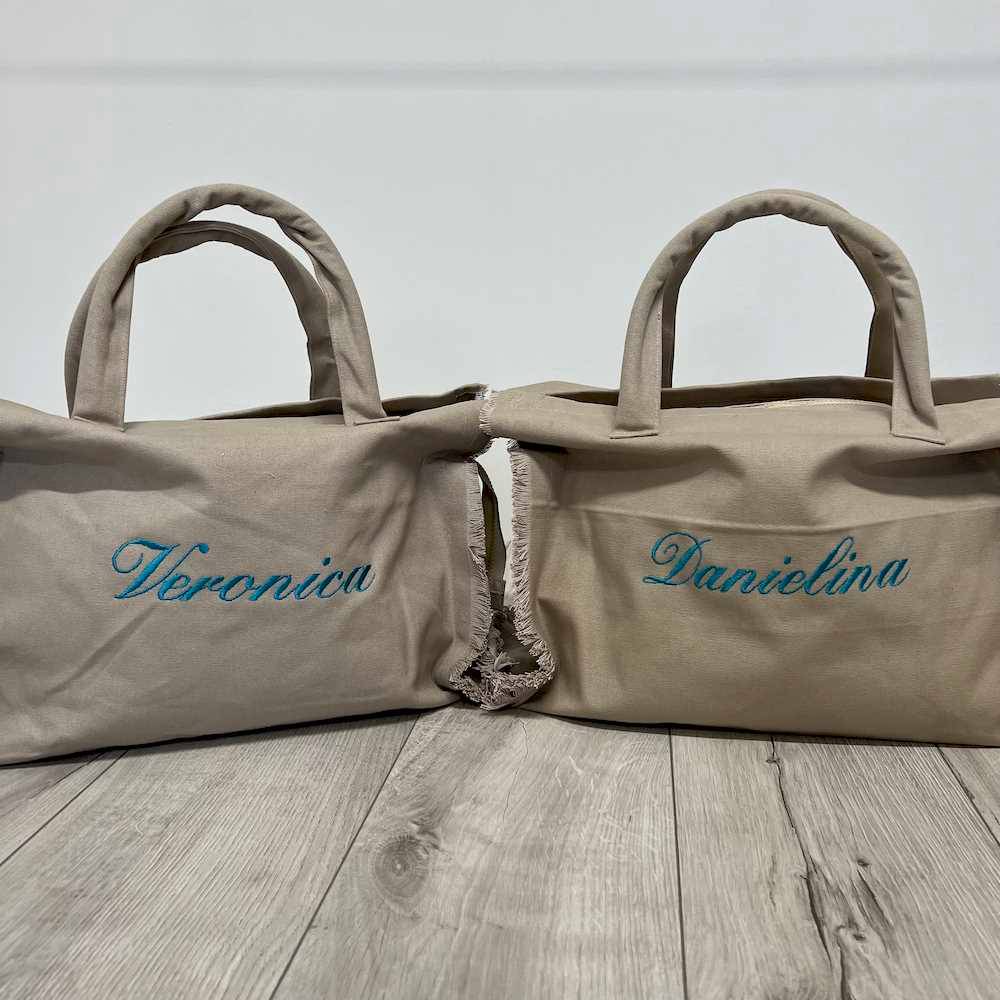 Borsa frange tortora personalizzata