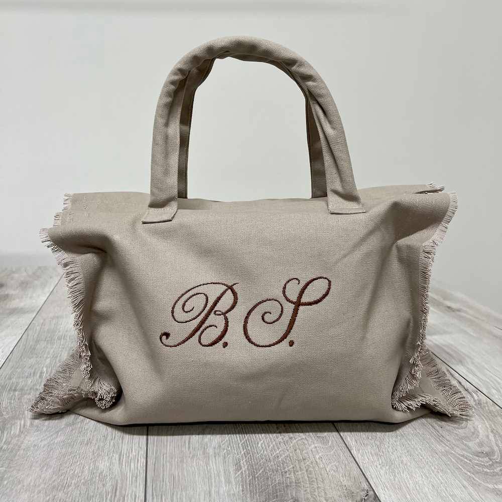 Borsa frange tortora personalizzata