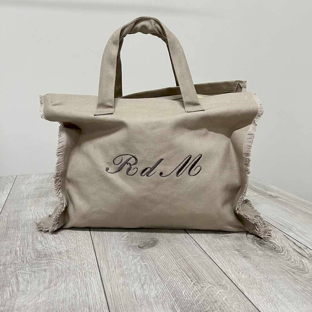 Borsa frange tortora personalizzata