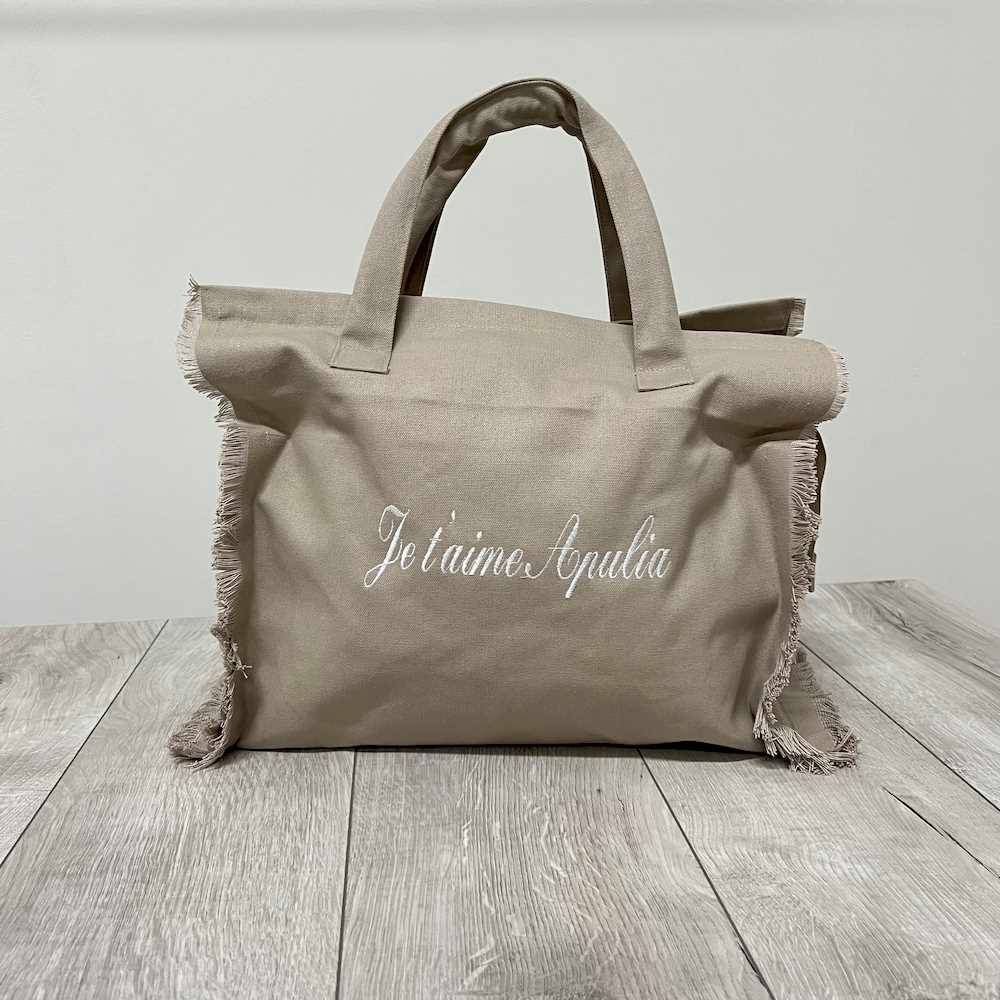 Borsa frange tortora personalizzata