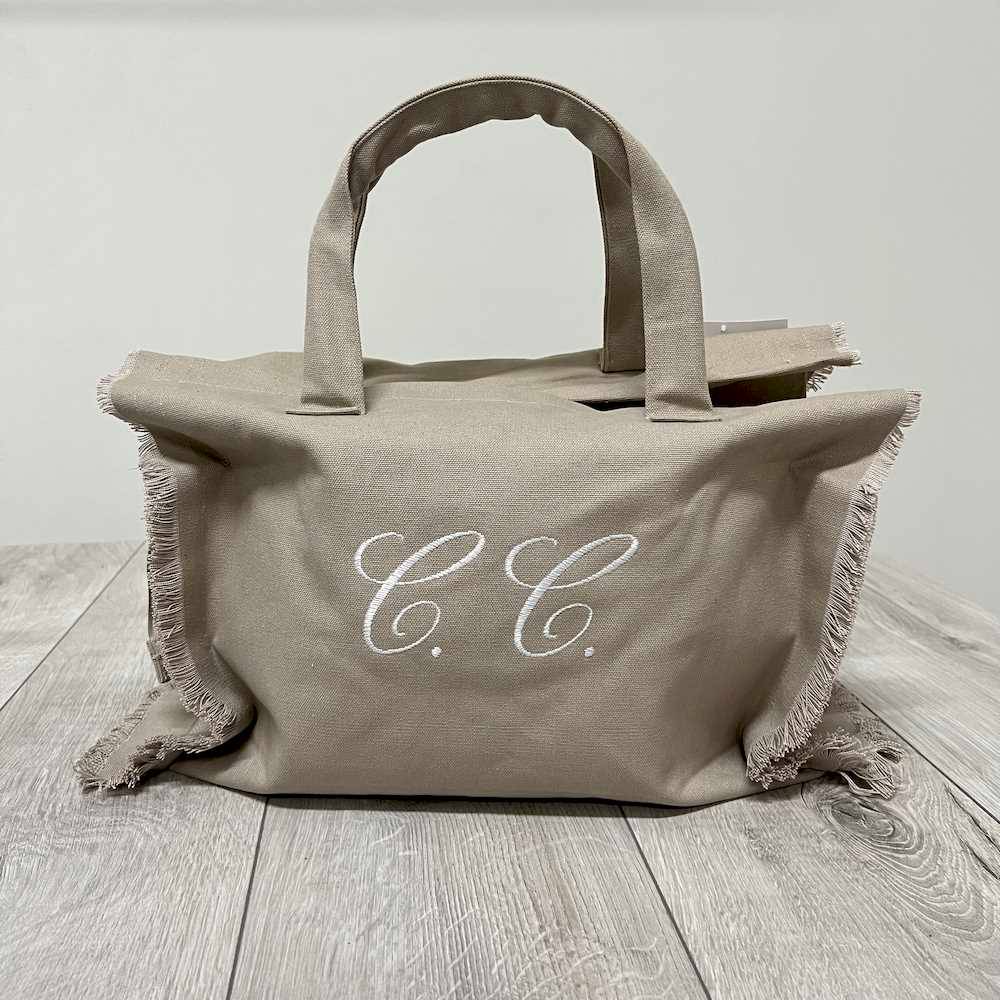 Borsa frange tortora personalizzata