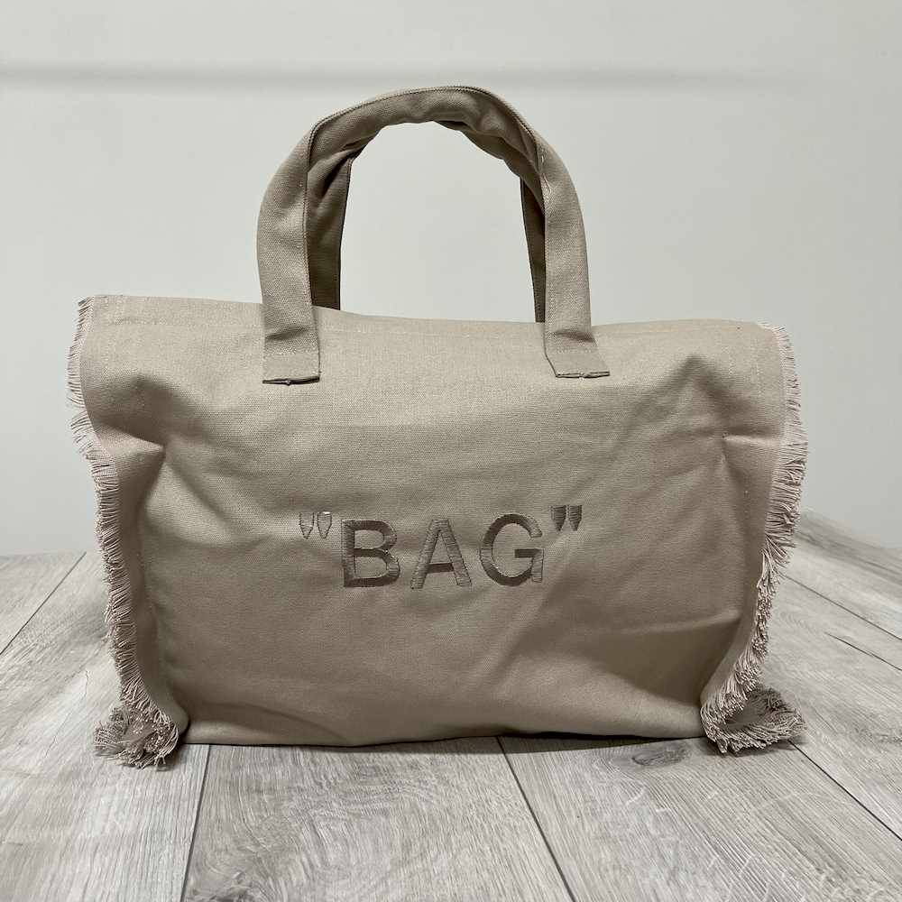 Borsa frange tortora personalizzata