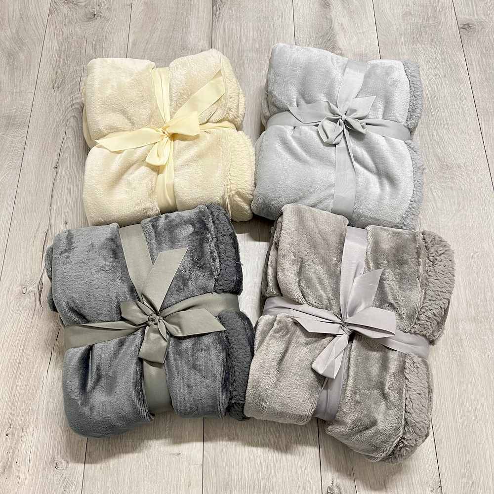 Plaid Sherpa Soffy Grigio chiaro 130 x 160