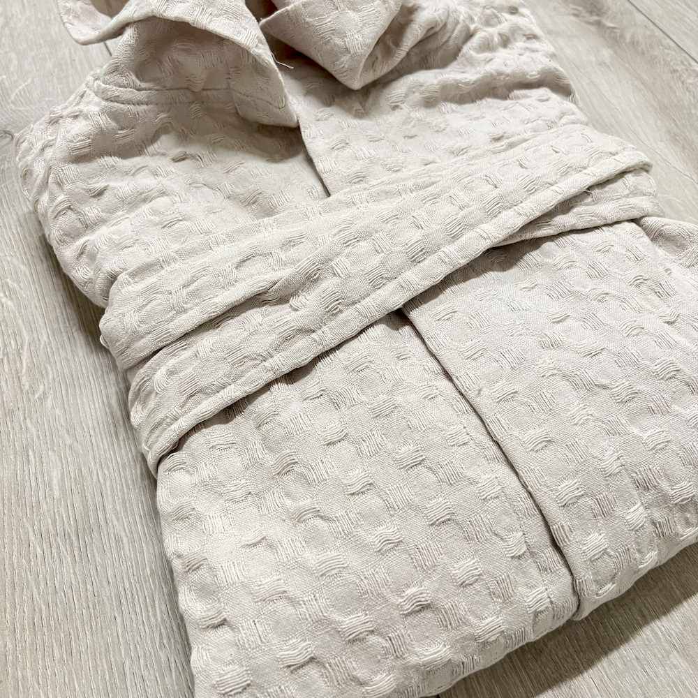 Accappatoio nido d' ape relax con cappuccio tortora Personalizzato