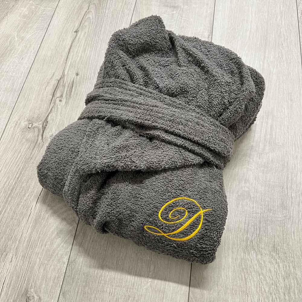 Accappatoio nido d' ape relax con cappuccio grigio Personalizzato