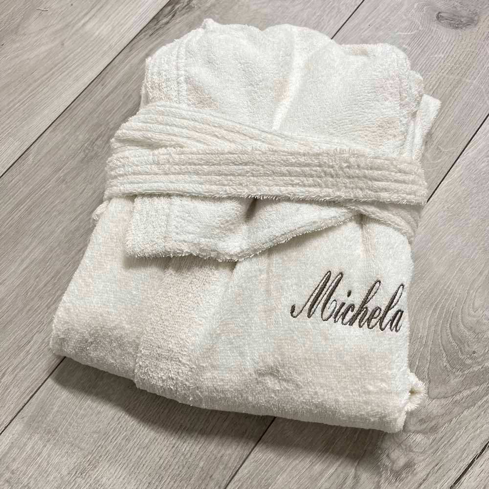 Accappatoio nido d' ape relax con cappuccio grigio Personalizzato