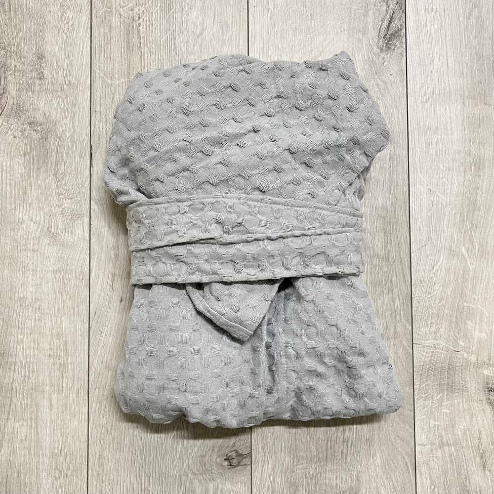 Accappatoio nido d' ape relax con cappuccio grigio Personalizzato