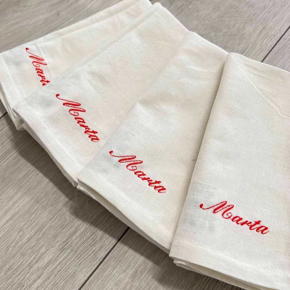 Set 4 tovaglioli bianchi Personalizzati