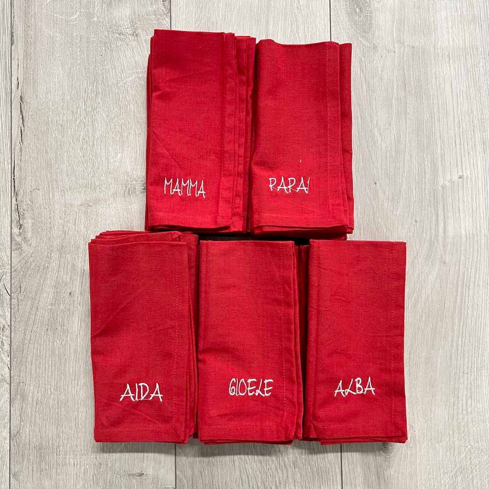 Set 4 tovaglioli rosso Personalizzati 