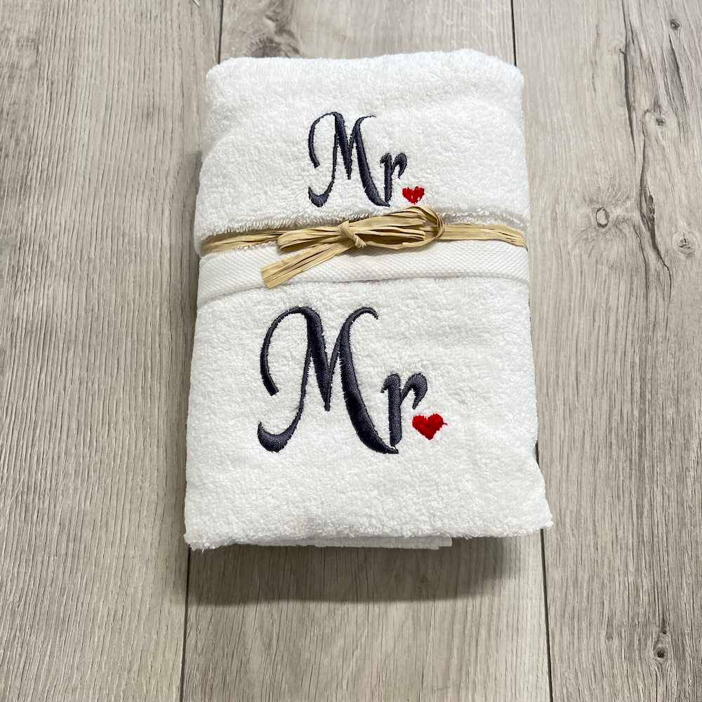 Coppia asciugamani Ricamati Mr.