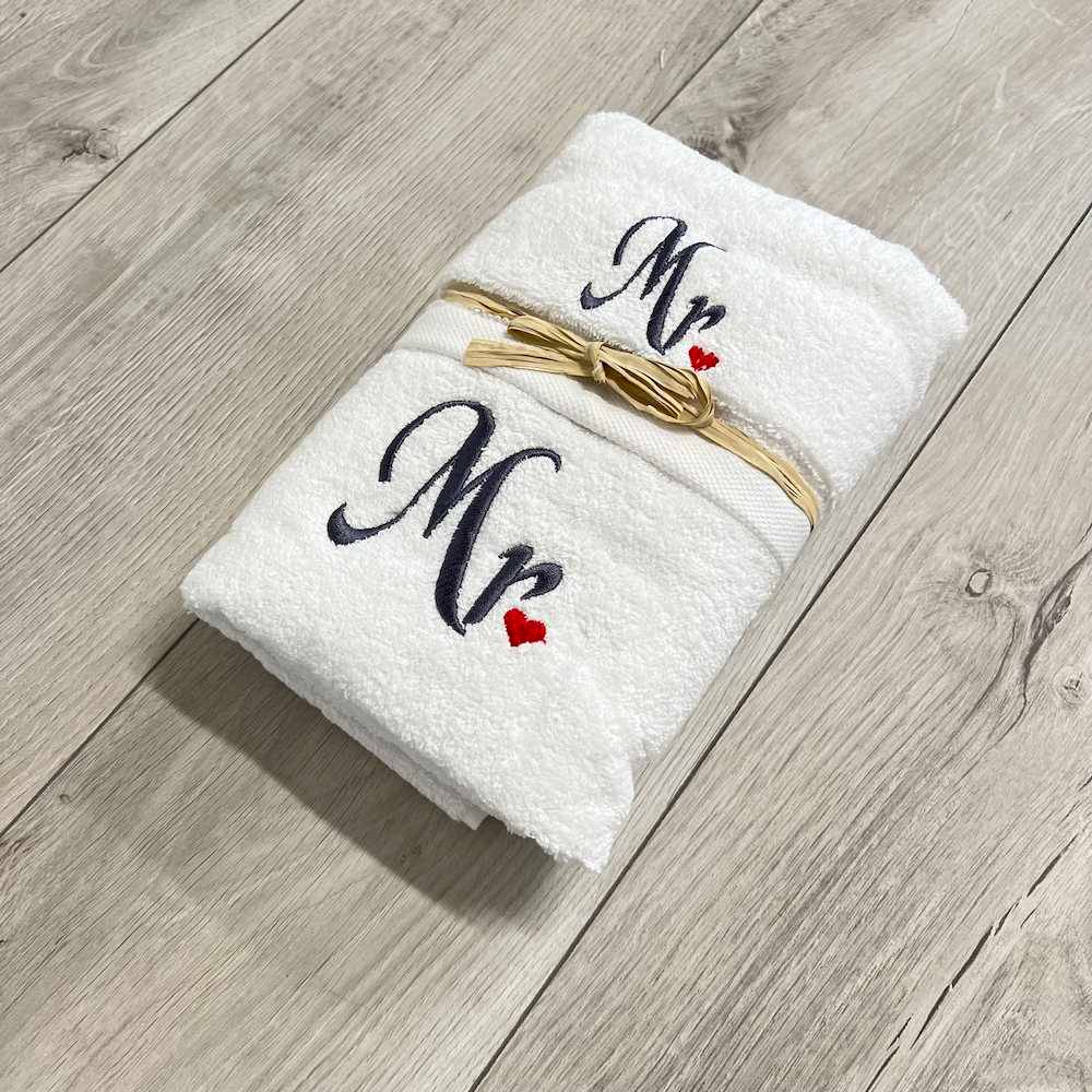 Coppia asciugamani Ricamati Mr.