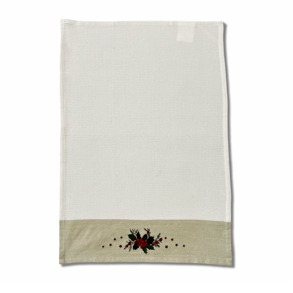 Canovaccio nido d' ape balza ricamata Agrifoglio