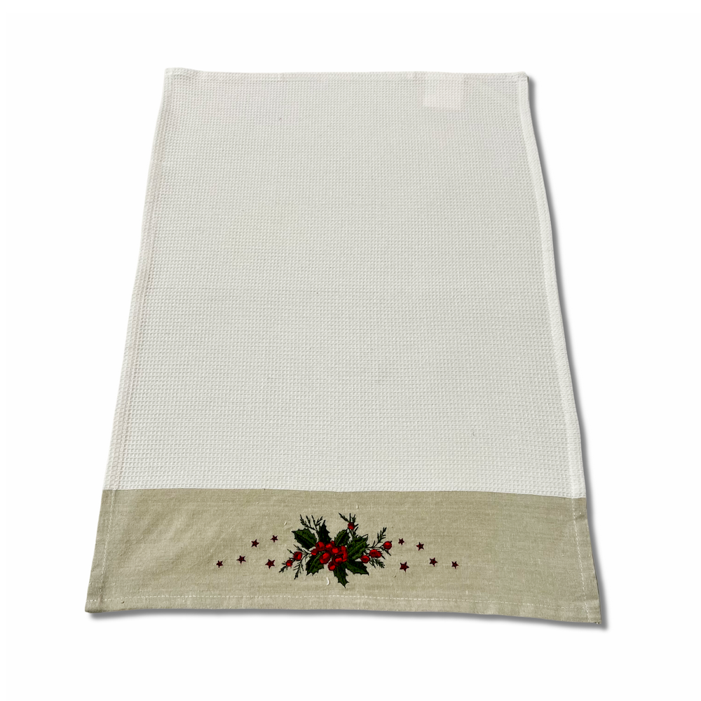 Canovaccio nido d' ape balza ricamata Agrifoglio