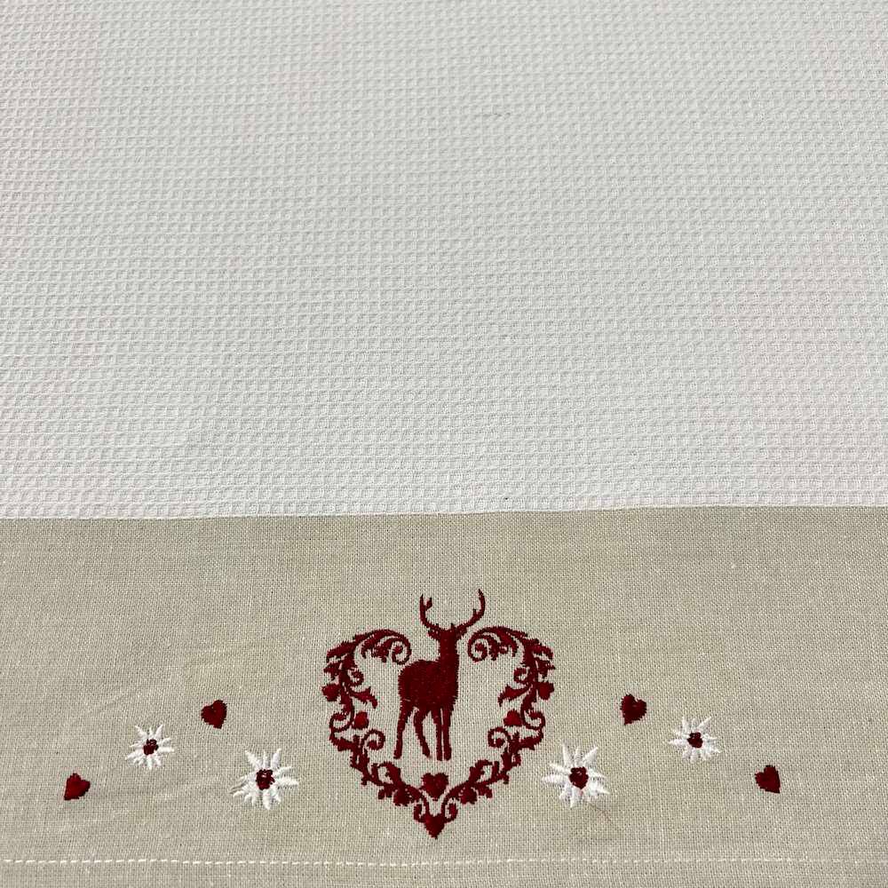 Canovaccio nido d' ape balza ricamata Renna Edelweiss