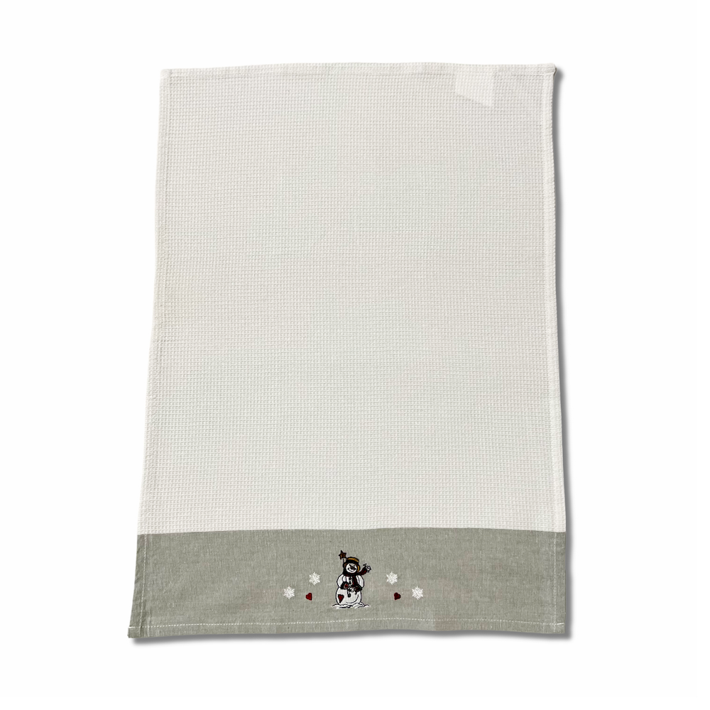 Canovaccio nido d' ape balza ricamata Pupazzo di Neve