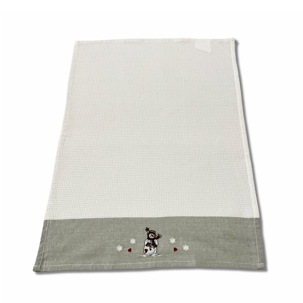 Canovaccio nido d' ape balza ricamata Pupazzo di Neve