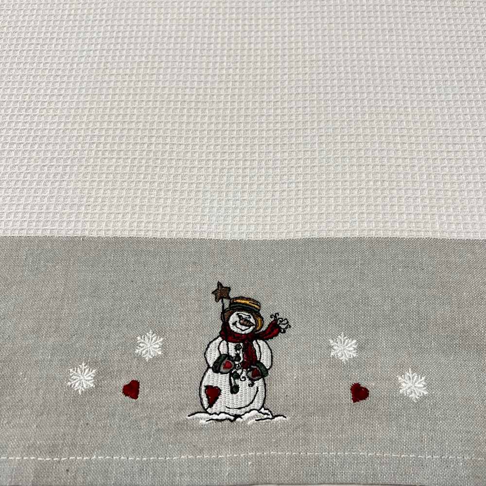 Canovaccio nido d' ape balza ricamata Pupazzo di Neve