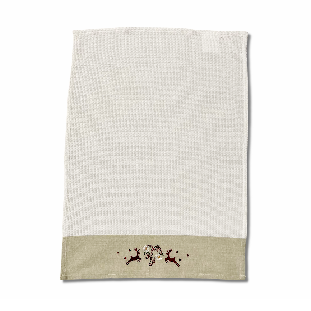 Canovaccio nido d' ape balza ricamata Renne cuore floreale