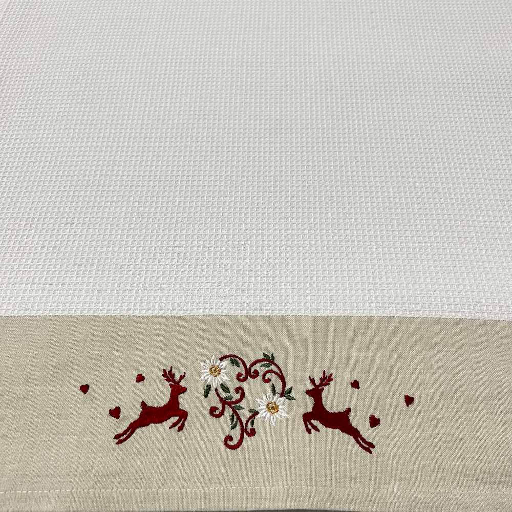 Canovaccio nido d' ape balza ricamata Renne cuore floreale