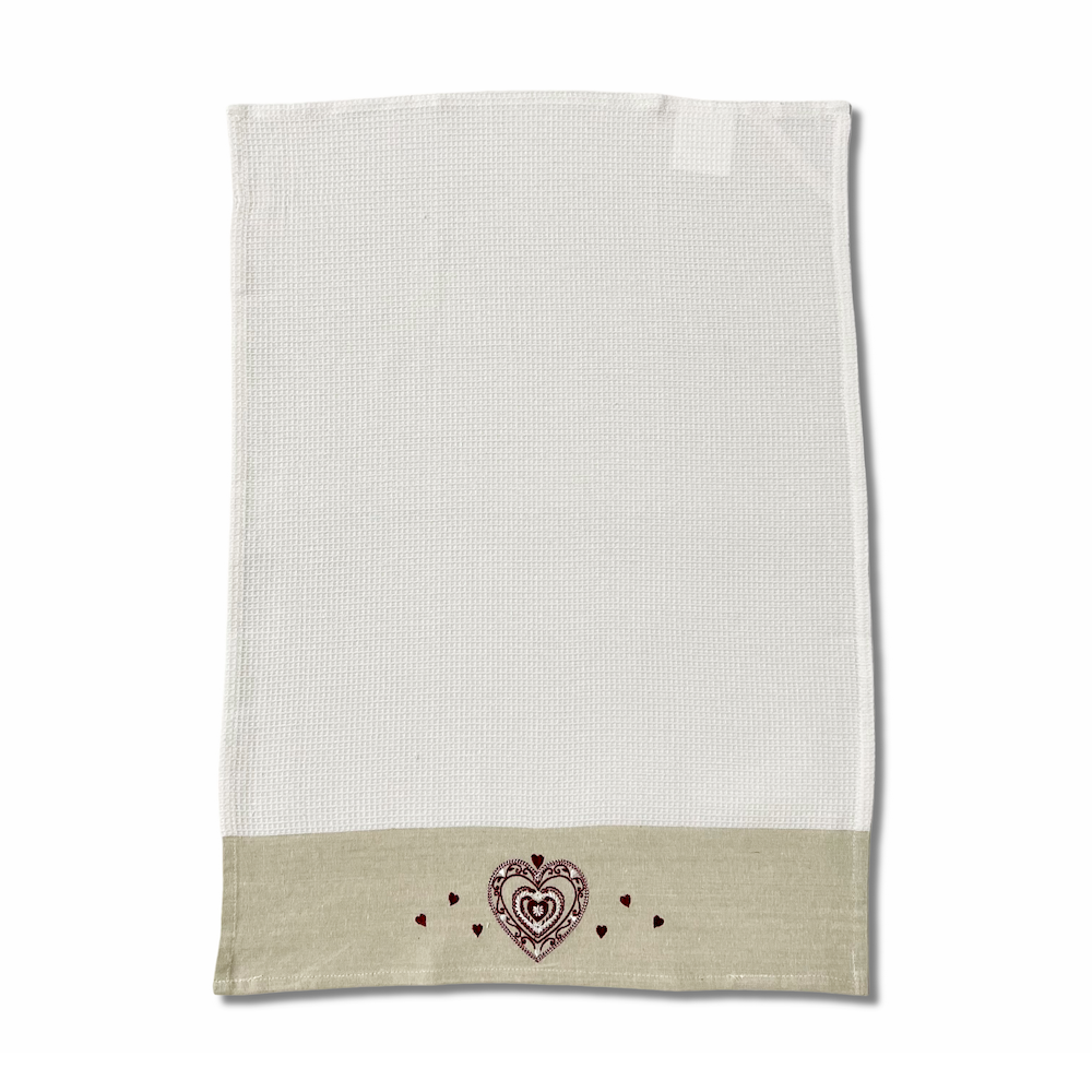Canovaccio nido d' ape balza ricamata Cuore Bordato Edelweiss
