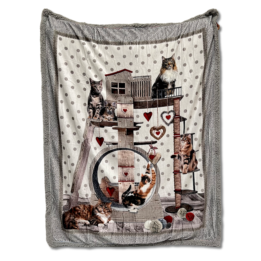 Plaid Sherpa stampa digitale Gatti Play 130 x 160