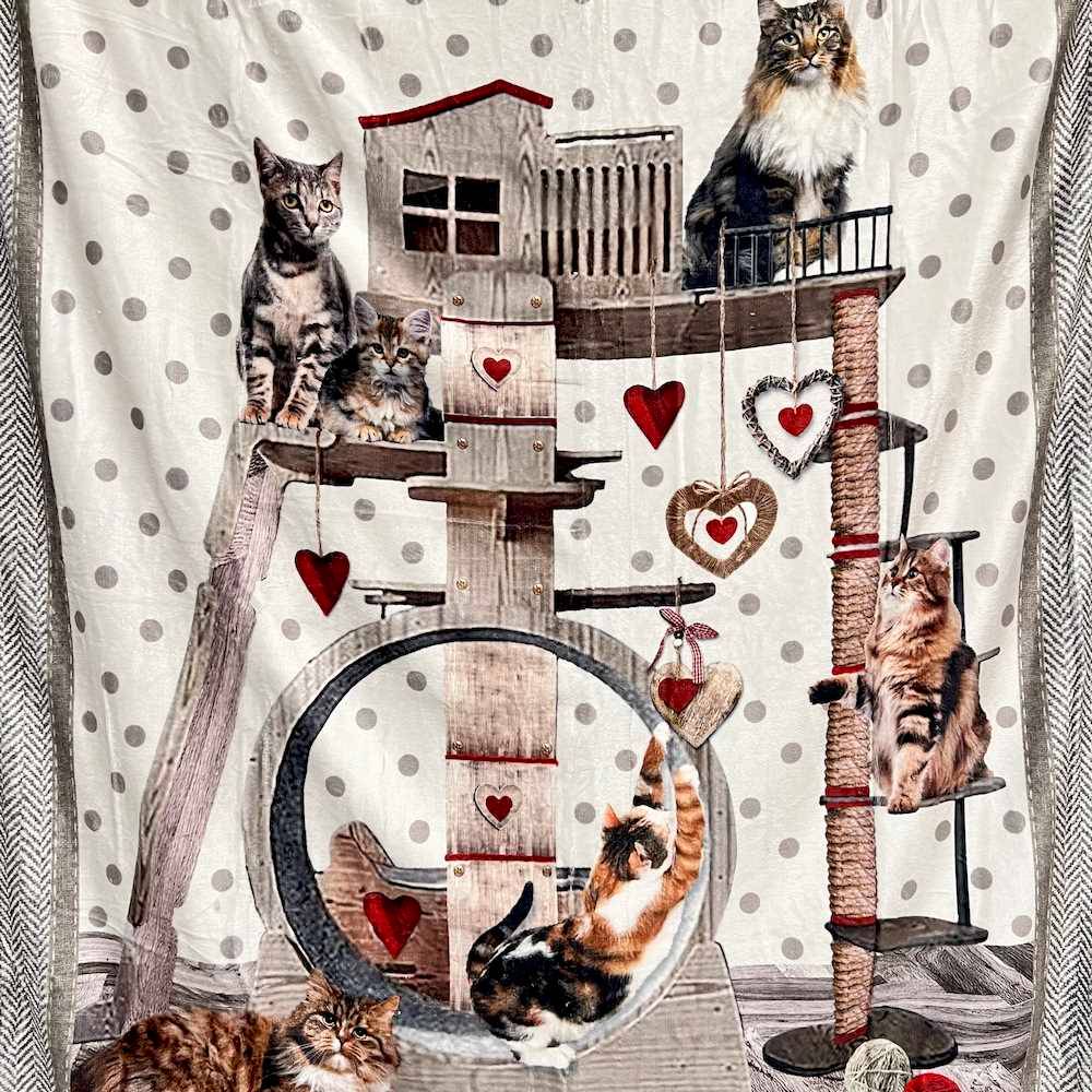 Plaid Sherpa stampa digitale Gatti Play 130 x 160