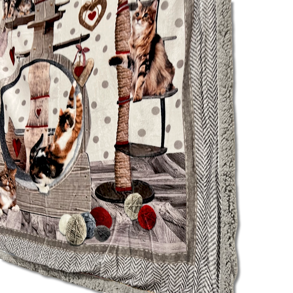 Plaid Sherpa stampa digitale Gatti Play 130 x 160