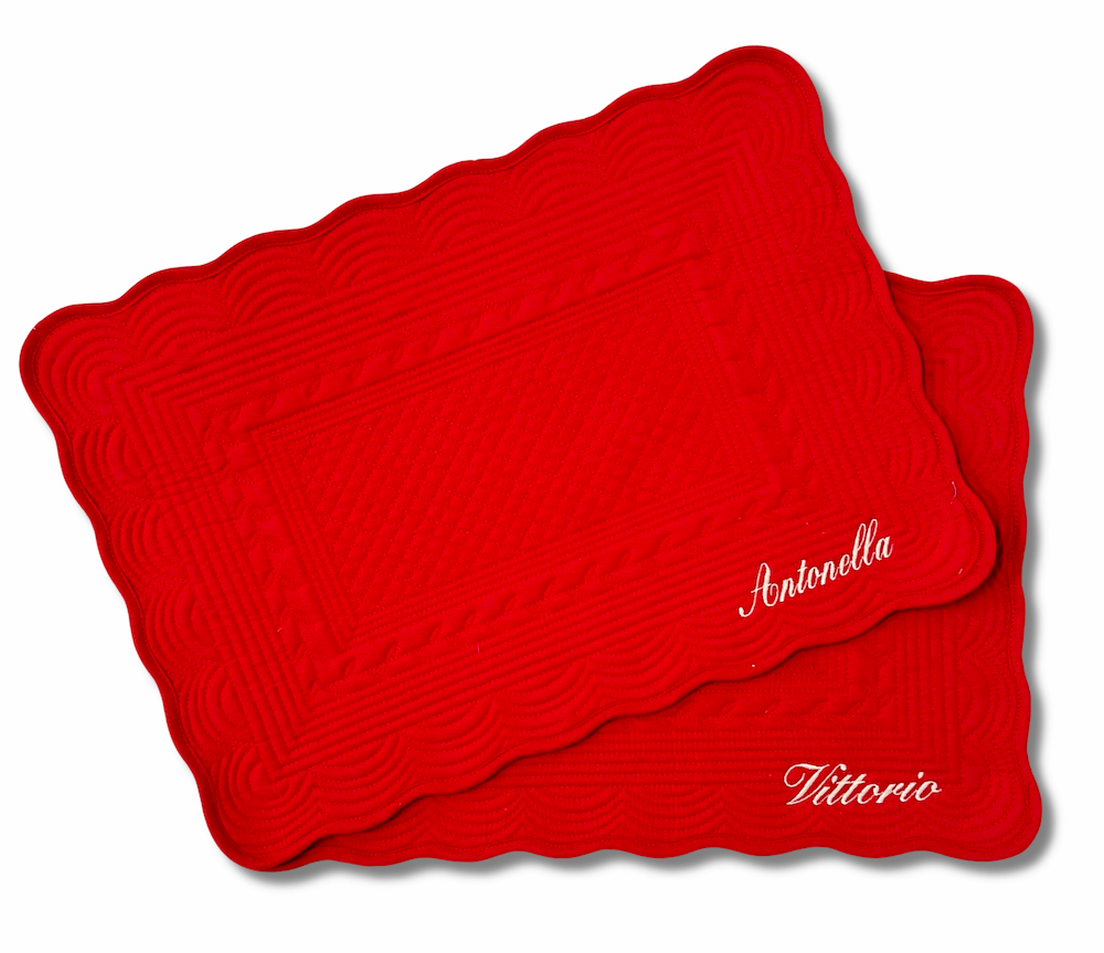 Tovaglietta americana trapuntata rossa personalizzata