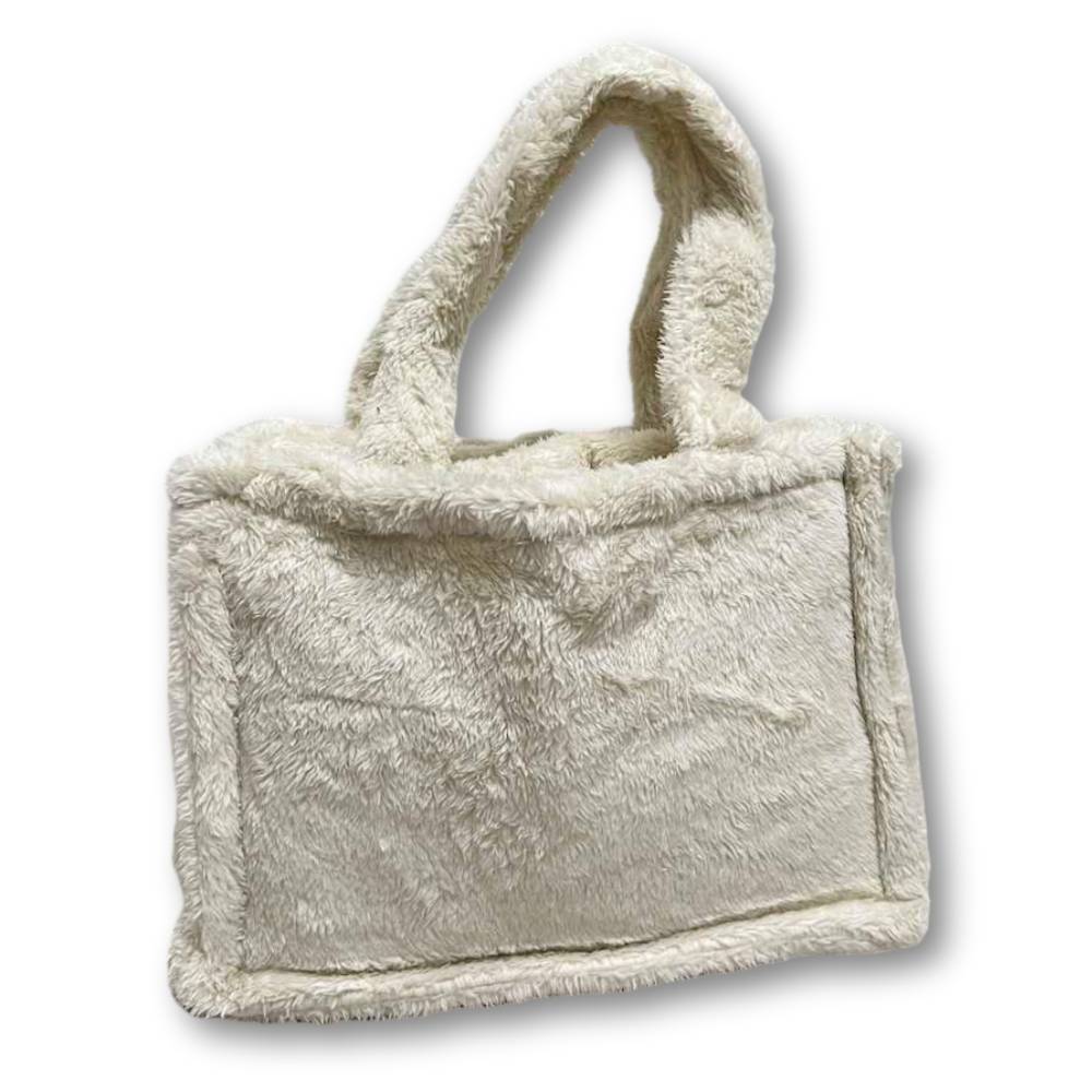 Borsa in sherpa Teddy + plaid soffice panna