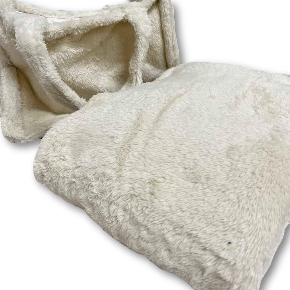 Borsa in sherpa Teddy + plaid soffice panna