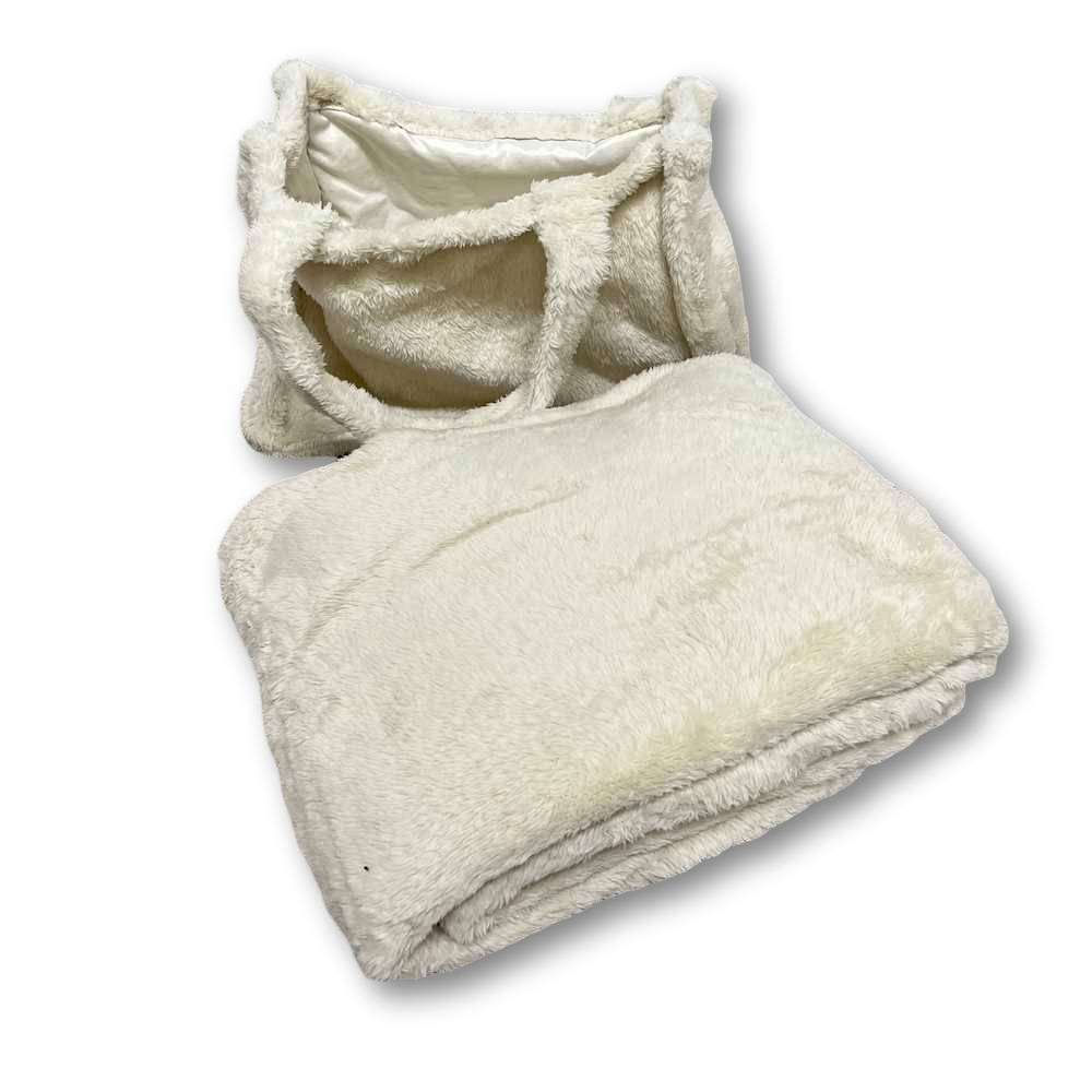 Borsa in sherpa Teddy + plaid soffice panna