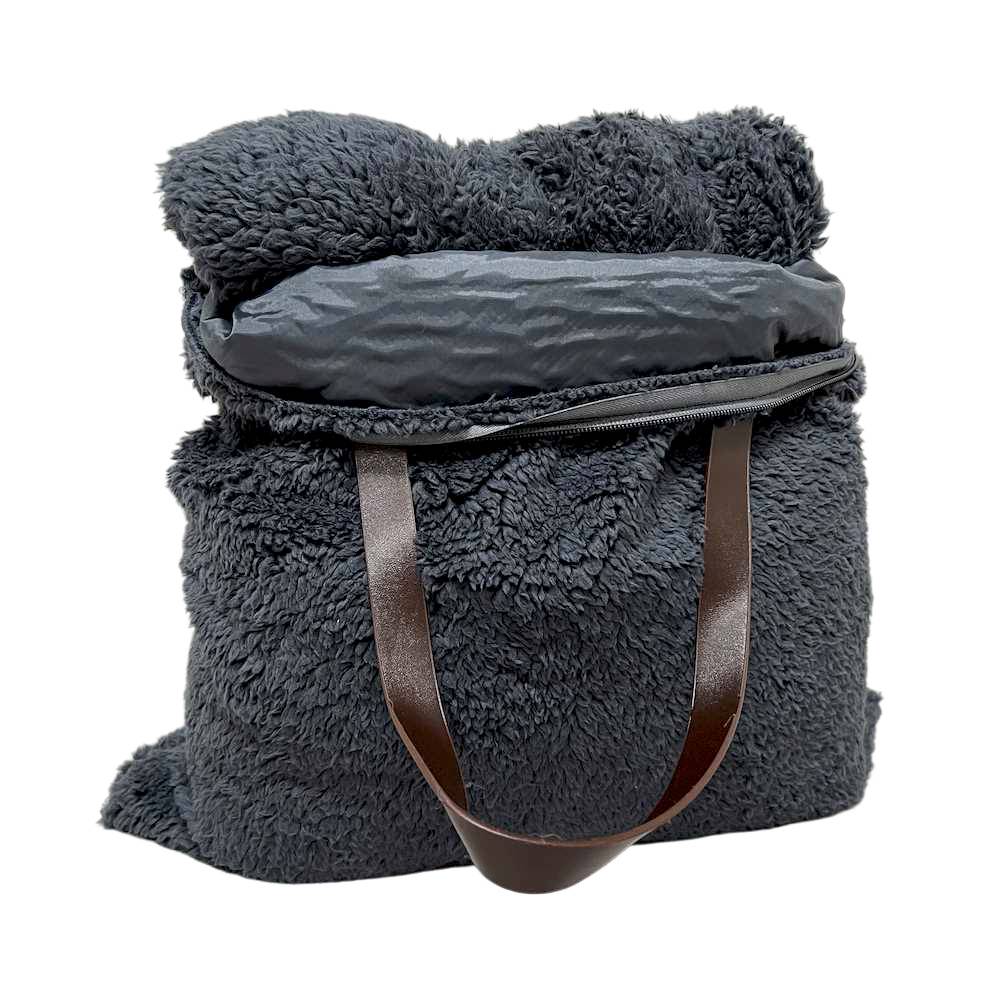 Borsa in sherpa + plaid soffice grigio fumo