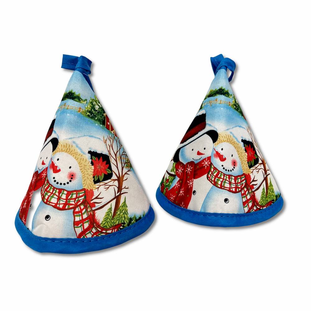 Coppia presine a cappuccio natalizie Pupazzi di neve