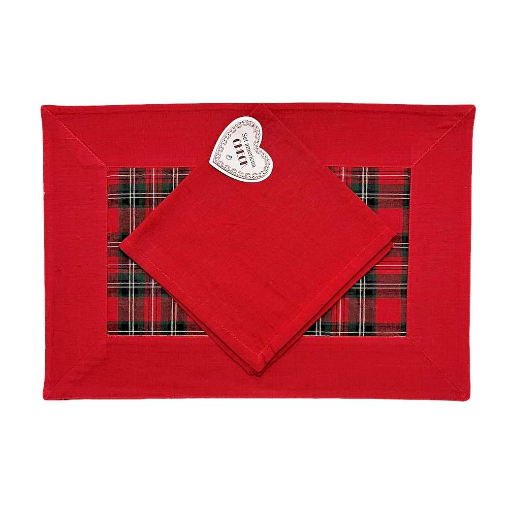 Tovaglietta Americana Check Tartan rosso
