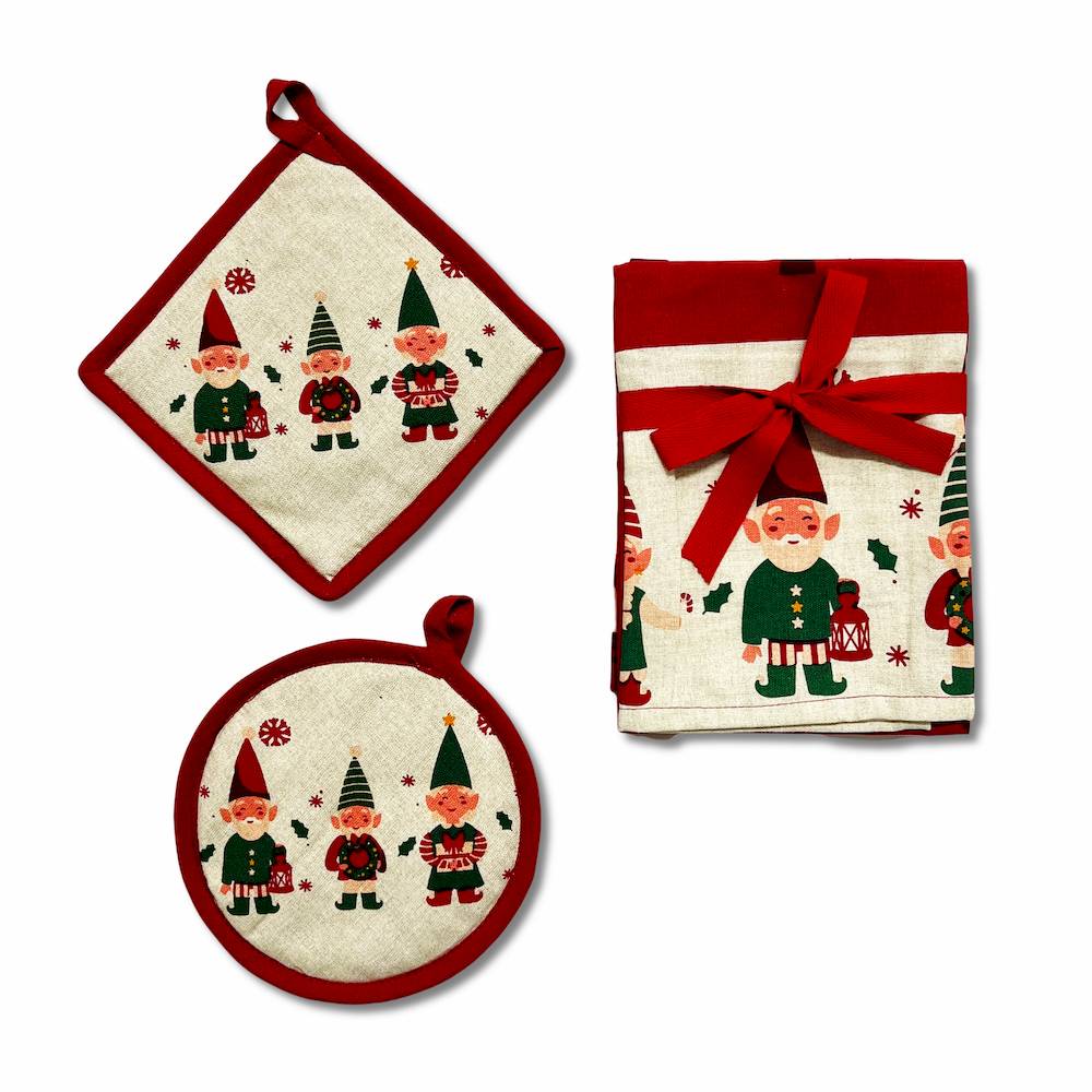 Set 2 strofinacci + coppia presine Gnometti shinny