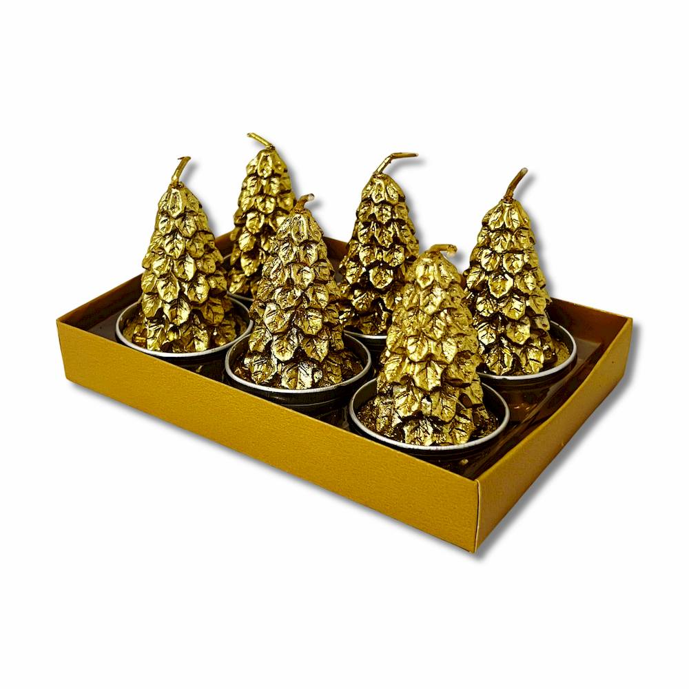 Set 6 tealight alberelli oro