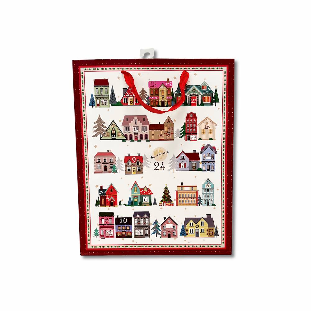 Sacchetto regalo Casette H 32 x 26 soffietto 13 cm