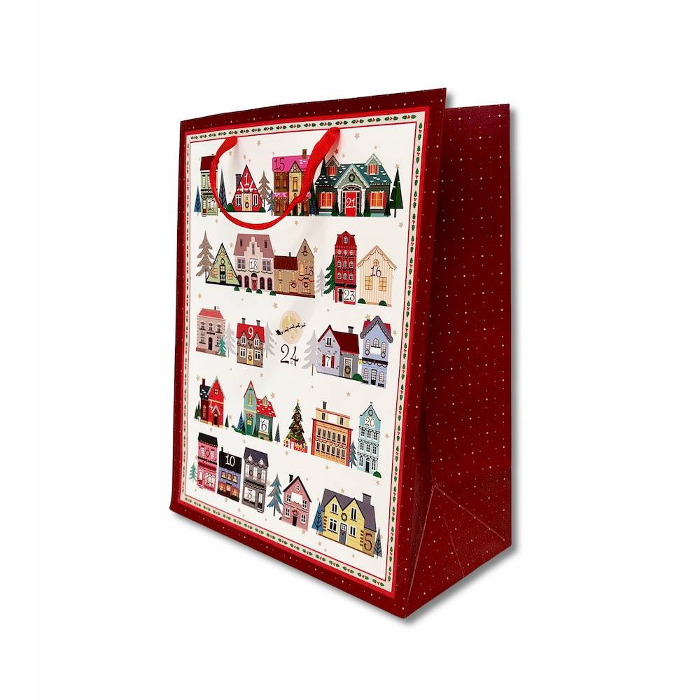 Sacchetto regalo Casette H 32 x 26 soffietto 13 cm