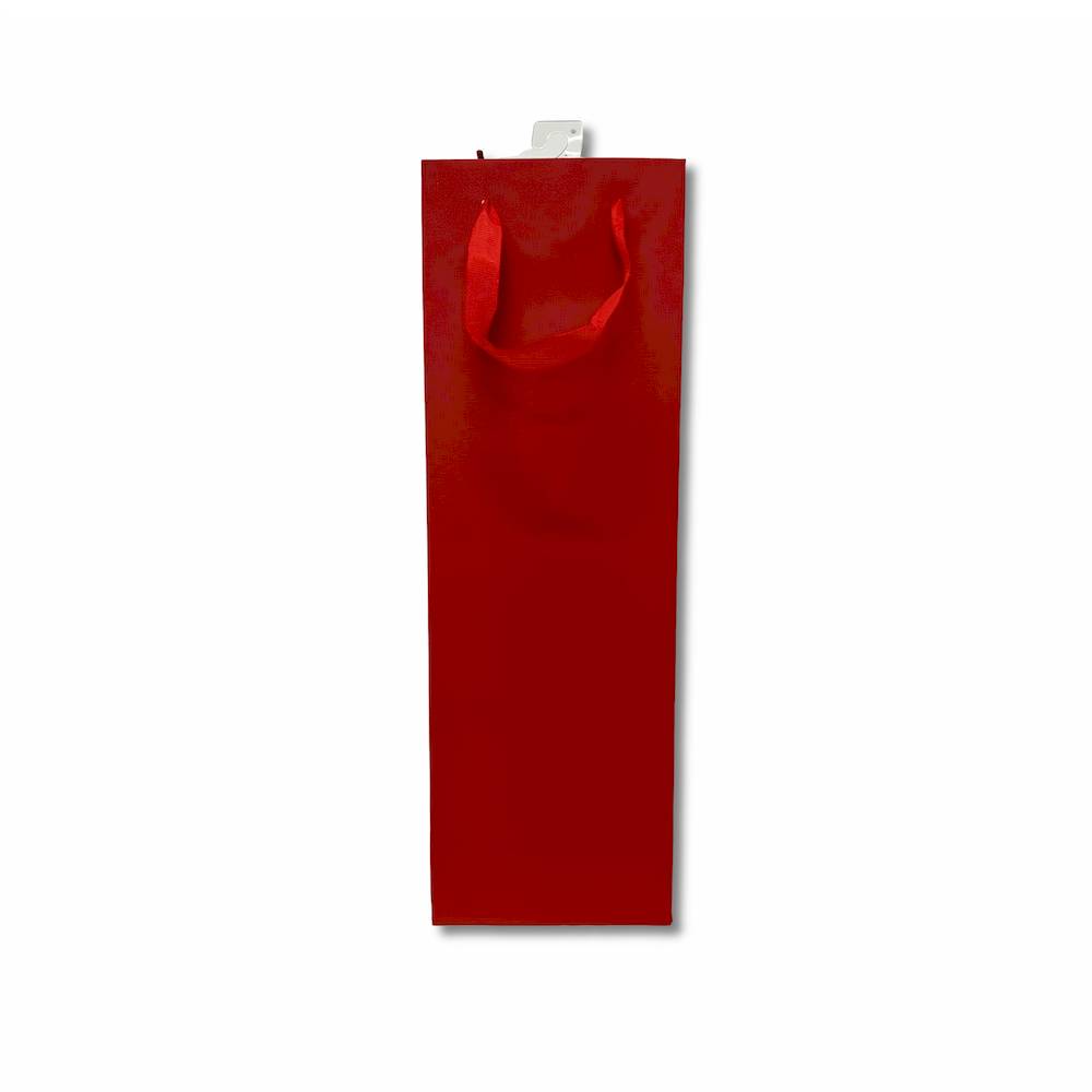 Sacchetto regalo per Bottiglia Rosso H 38 x 13 soffietto 9.5 cm
