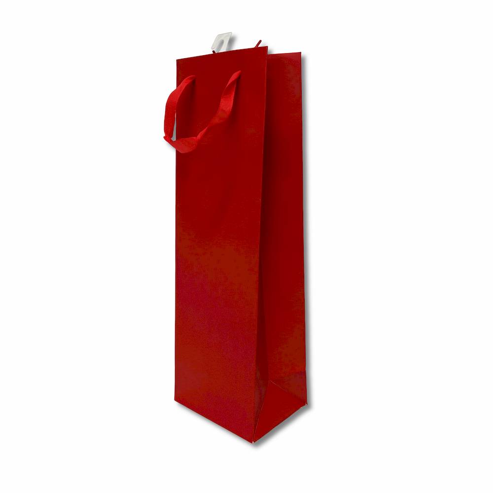 Sacchetto regalo per Bottiglia Rosso H 38 x 13 soffietto 9.5 cm