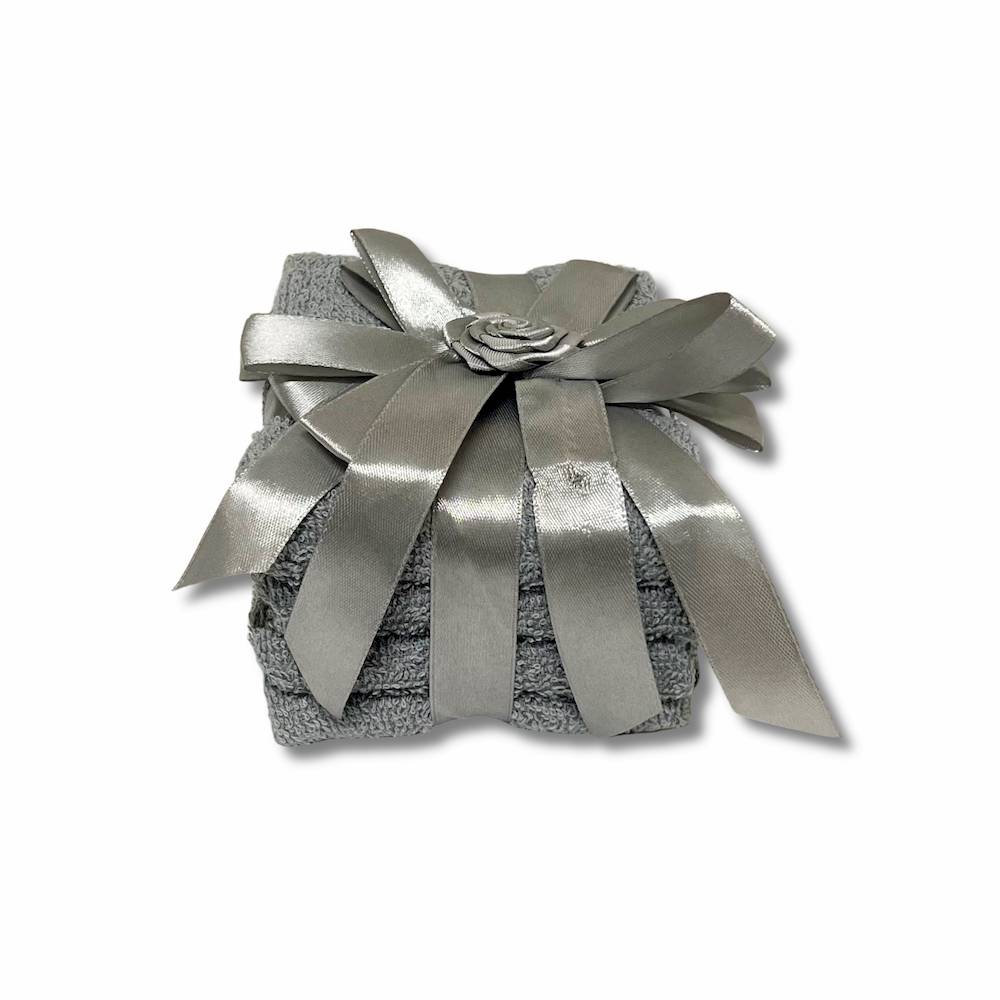 Set 4 lavette Flan fiocco grigio scuro