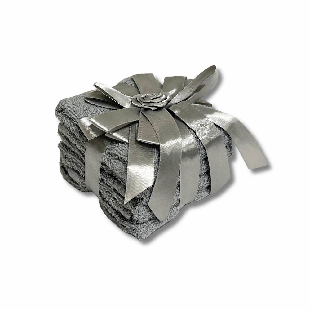 Set 4 lavette Flan fiocco grigio scuro