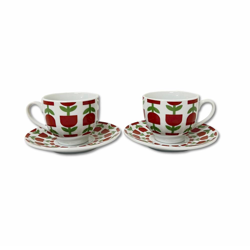 Set 6 Tazzine con piattino minimal anni 80