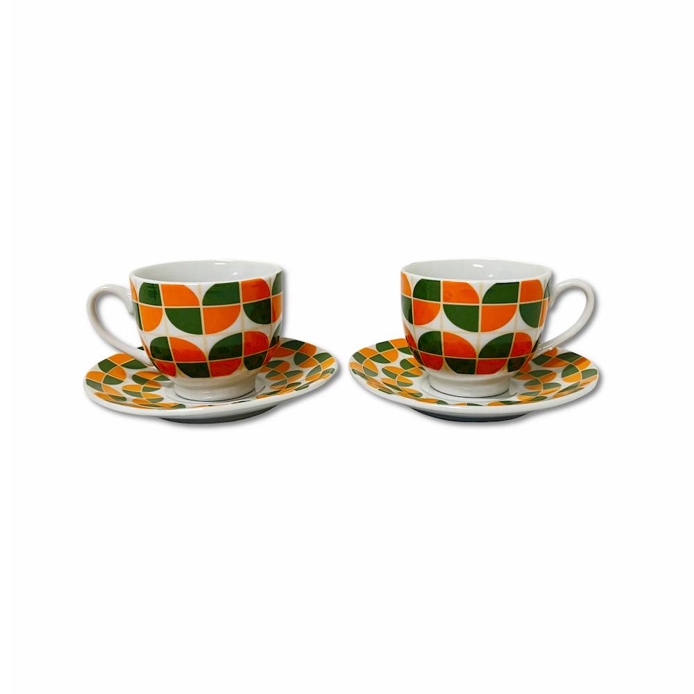 Set 6 Tazzine con piattino minimal anni 80