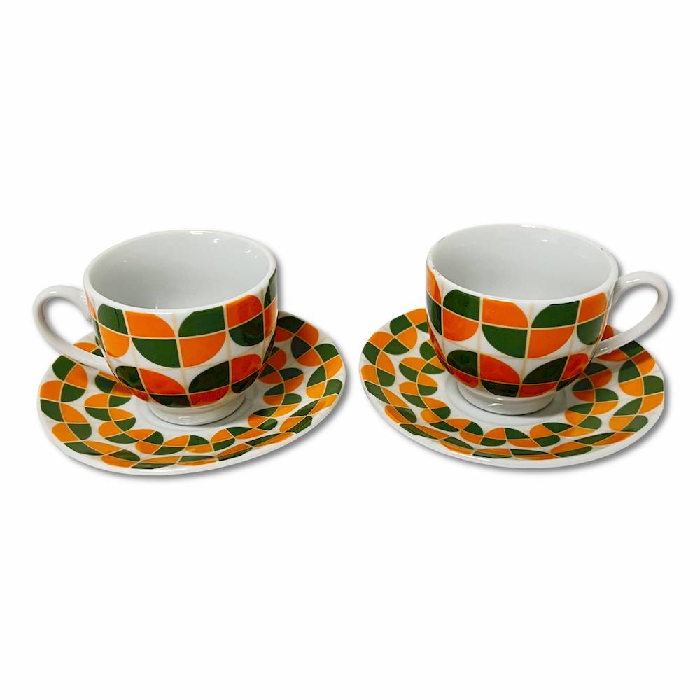 Set 6 Tazzine con piattino minimal anni 80